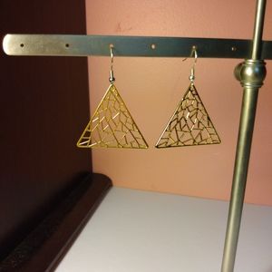 Gold triangle earrings